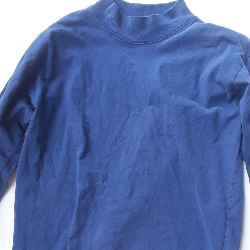 All Points vintage blue mock neck top with shoulder pads size M
